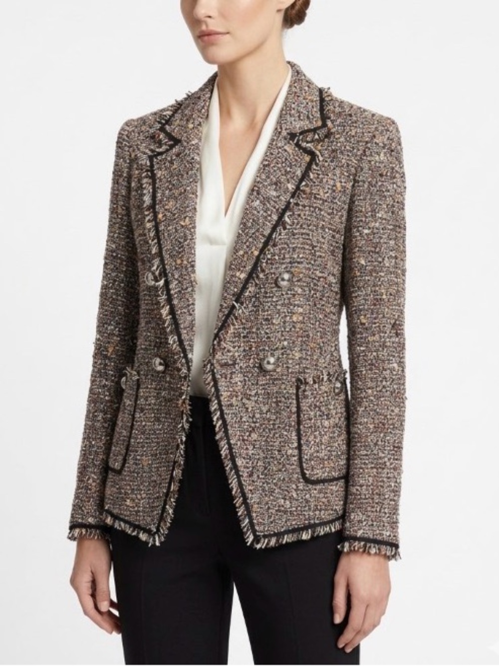 VERONICA BEARD Theron Tweed Jacket Blazer Size 0 EUC Brown Multi